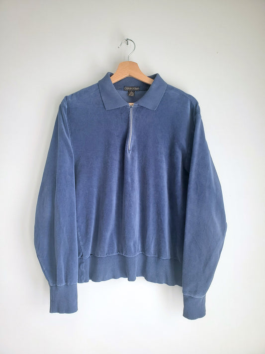 Calvin Klein velour long sleeve polo (1980s)