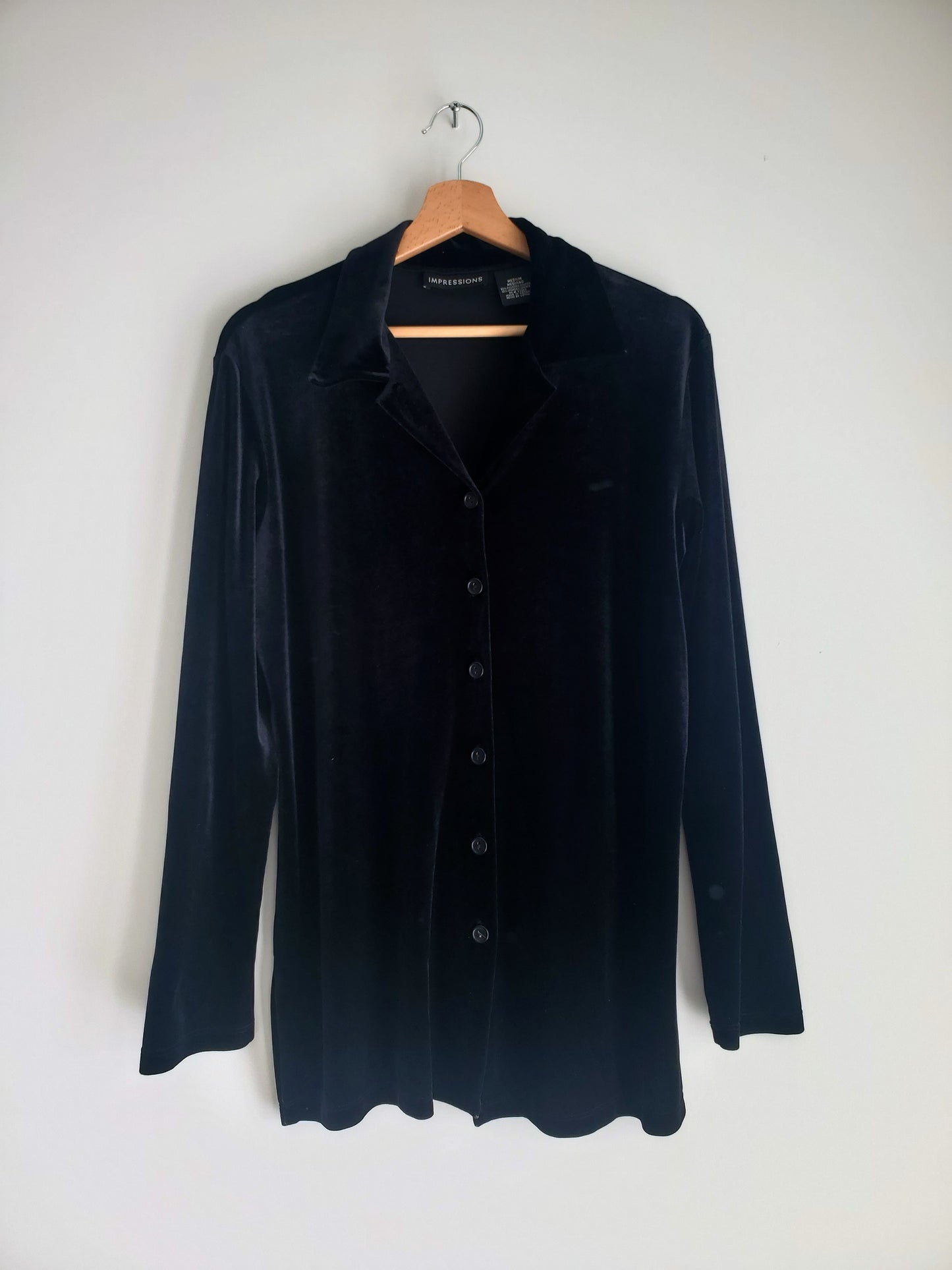 Impressions velvet long sleeve shirt (1990s)