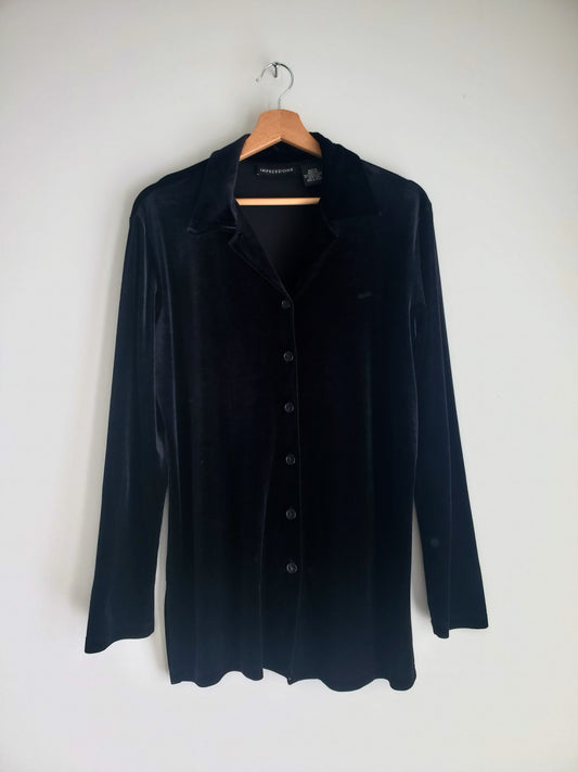 Impressions velvet long sleeve shirt (1990s)