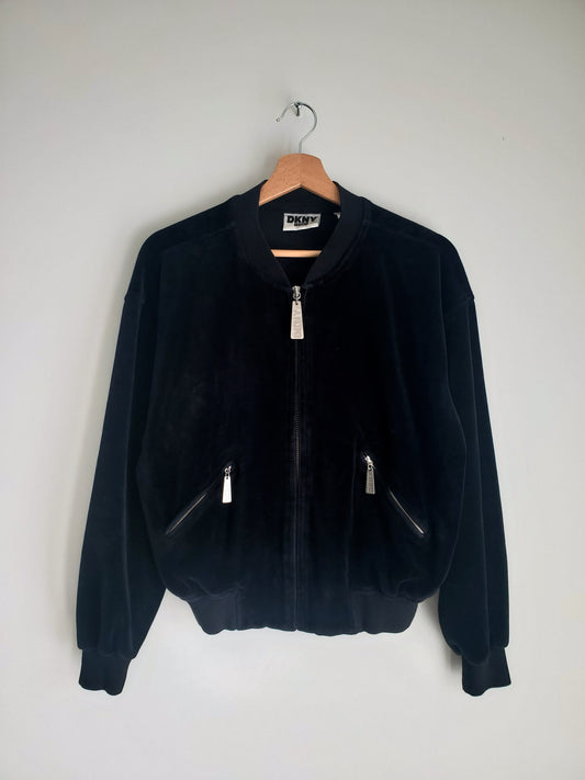 DKNY JEANS velour zip-front bomber jacket (1990s)