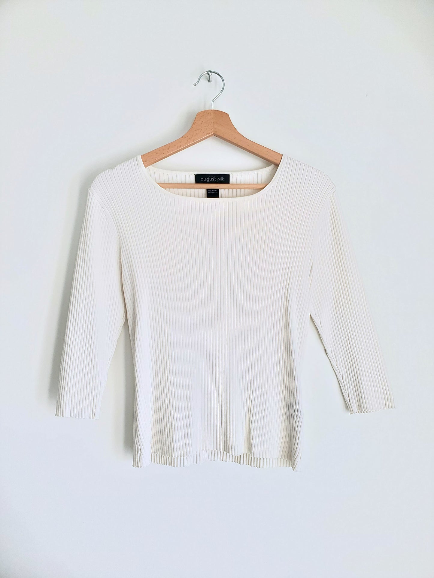 august silk three-quarter sleeve rib knit top (Y2K)
