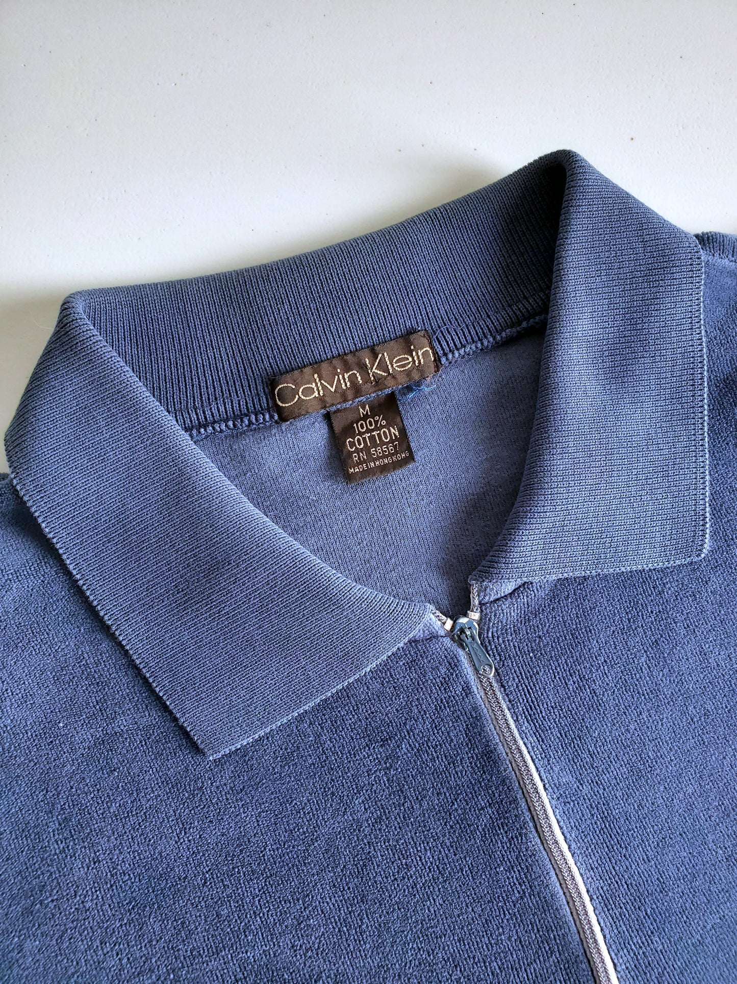 Calvin Klein velour long sleeve polo (1980s)