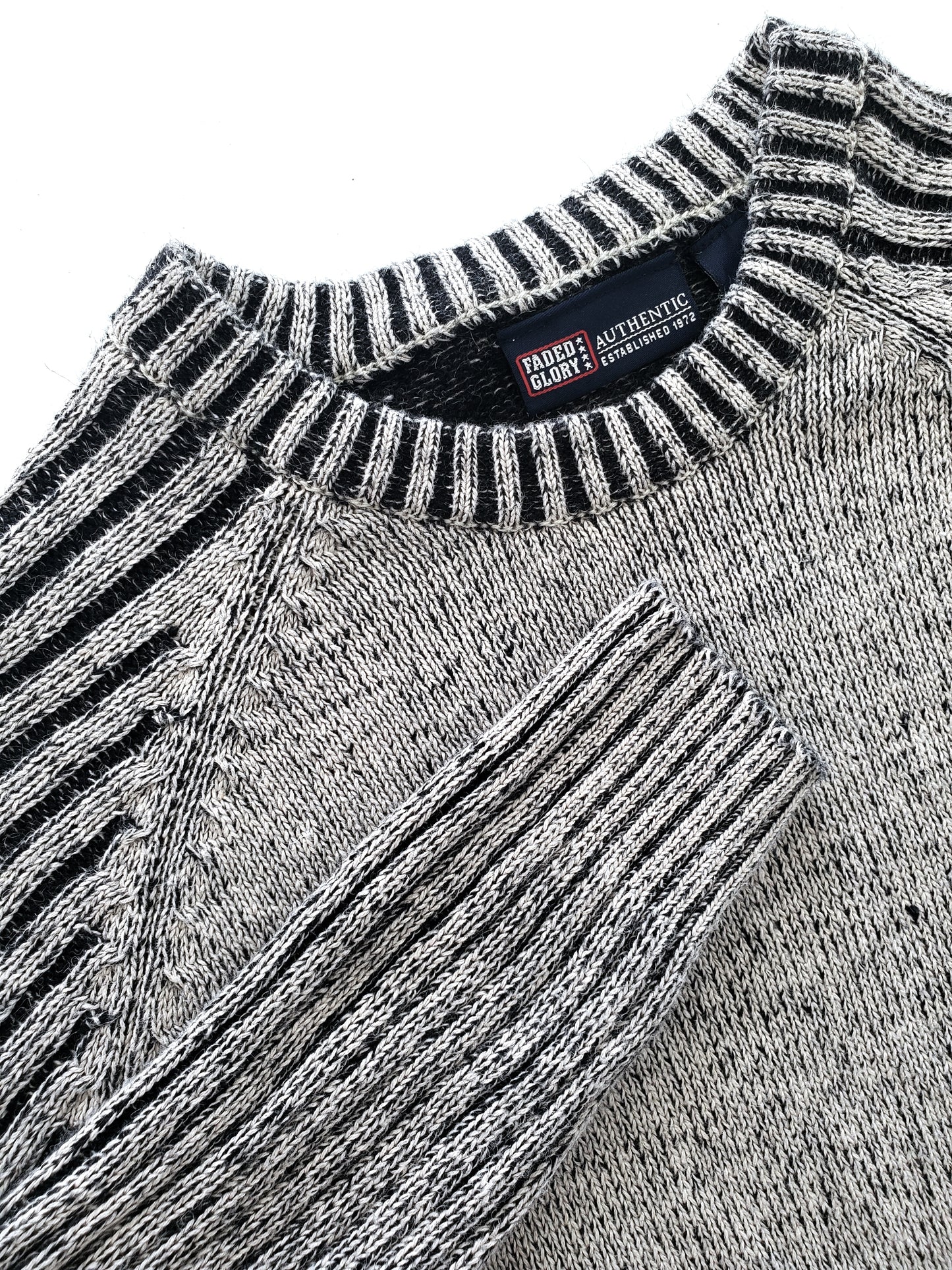 Faded Glory ribbed-sleeve raglan sweater (1990s)