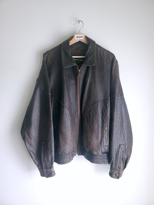 Pierre Cardin leather bomber jacket (1980s)