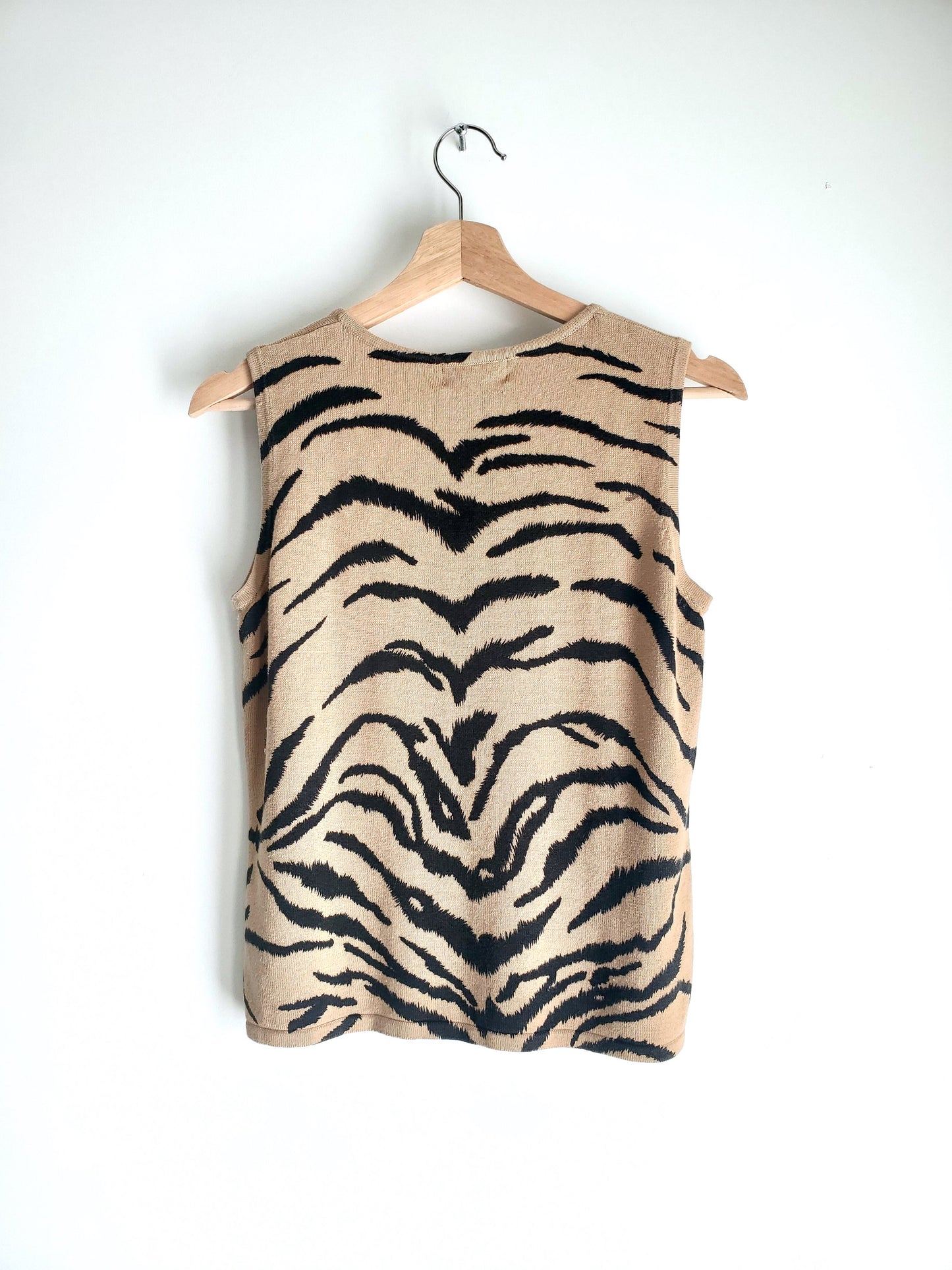 Style & Co. tiger print sleeveless knit top (1990s)