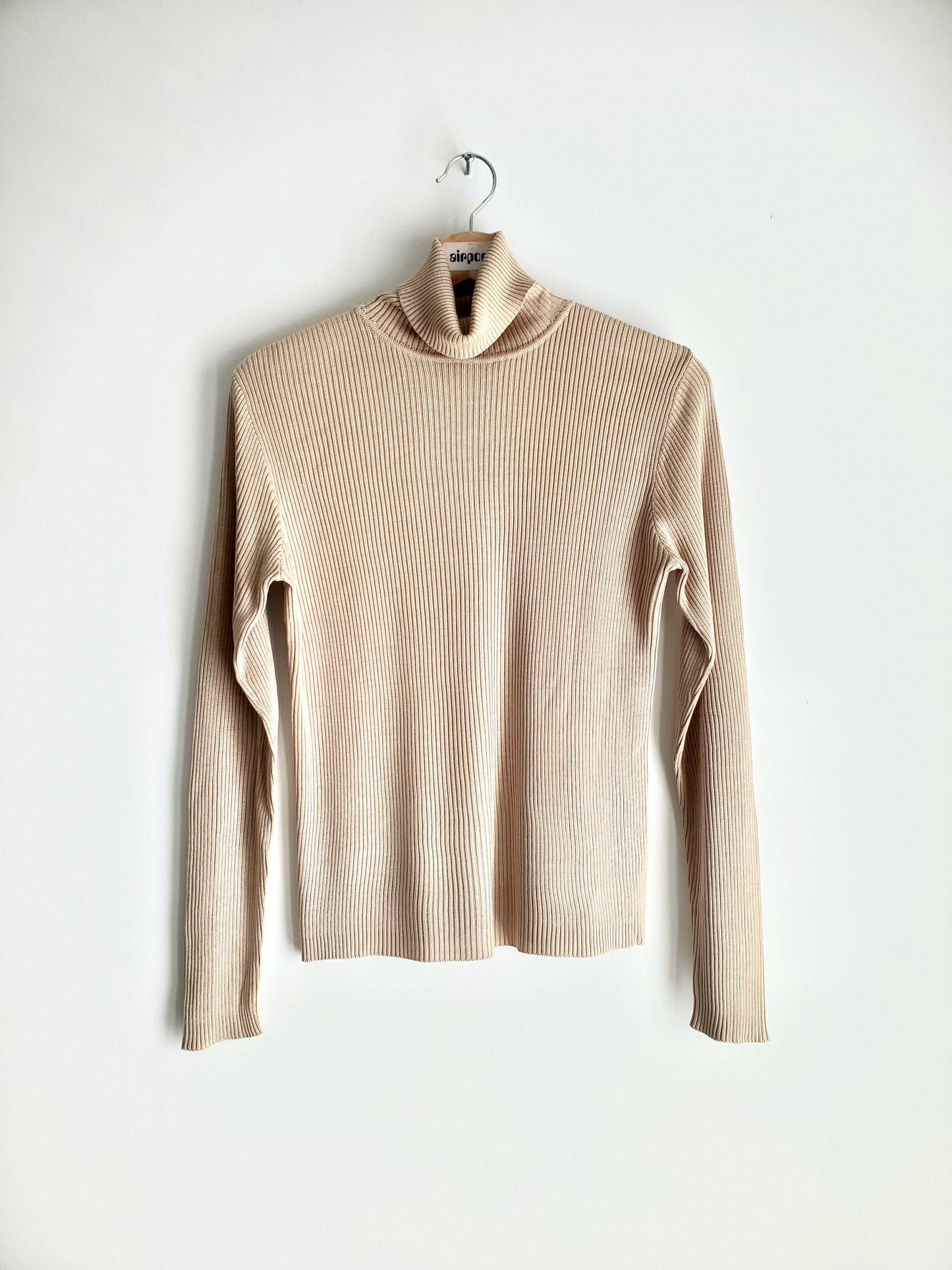 Ann Taylor LOFT 100% silk rib-knit turtleneck (1990s)