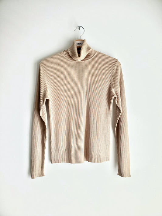Ann Taylor LOFT 100% silk rib-knit turtleneck (1990s)