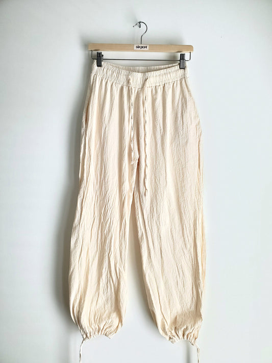 textured cotton drawstring pants