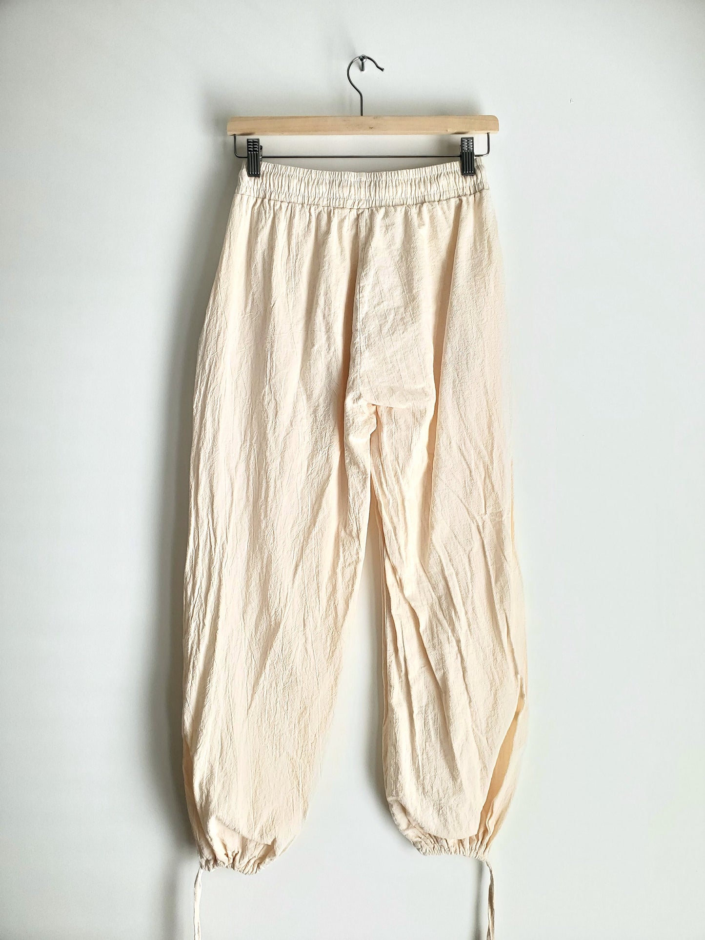 textured cotton drawstring pants
