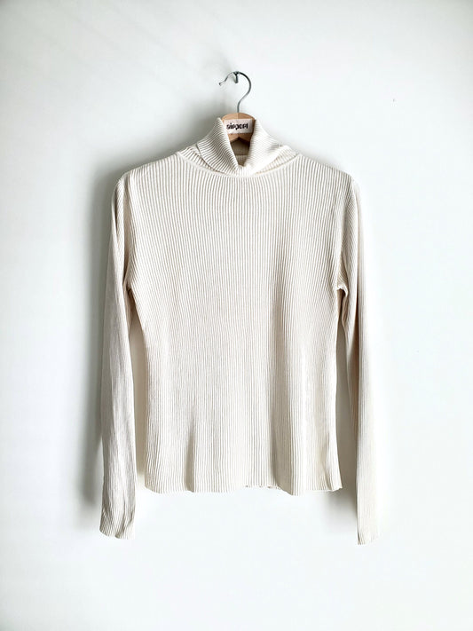 Ann Taylor LOFT 100% silk rib-knit turtleneck (Y2K)