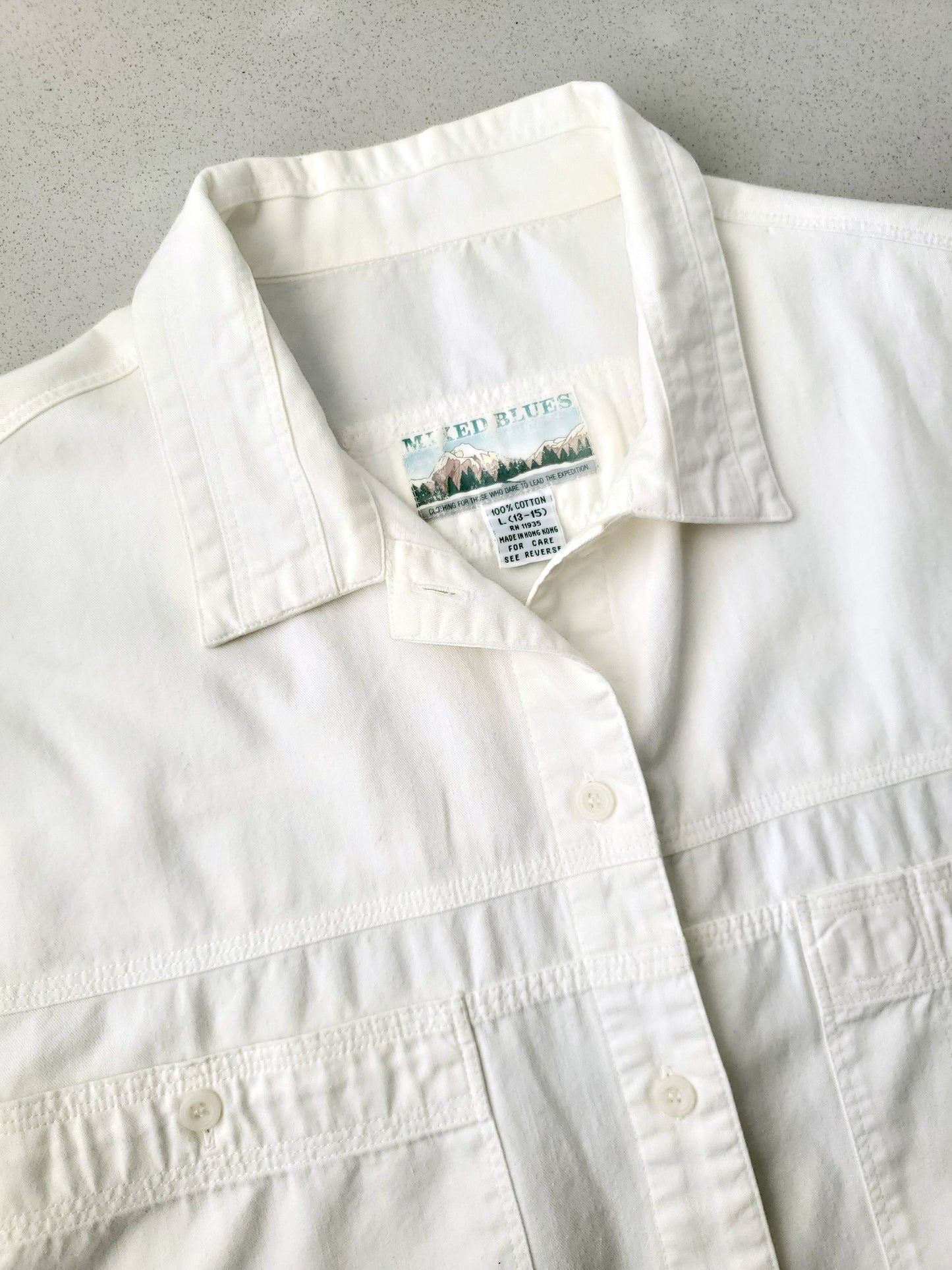 Mixed Blues seamed cotton shirt (1990s)